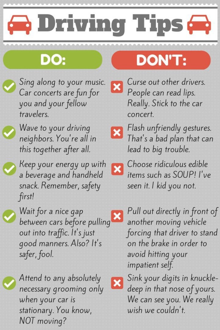 Infographic showing key driving tips for Texas, including speed limits, pedestrian safety, and adjusting for weather.