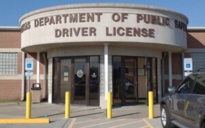 Exterior of a Texas DMV office, where new residents can update their driver’s licenses and vehicle registrations.