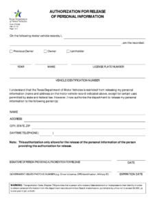 Texas Information Release form.