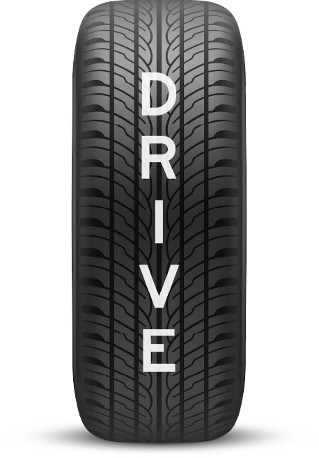 Tire image marking the 'Drive' step in Virtual Drive’s Texas Adult Driver’s Ed course