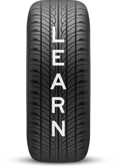 Tire image marking the 'Learn' step in Virtual Drive’s Texas Adult Driver’s Ed course