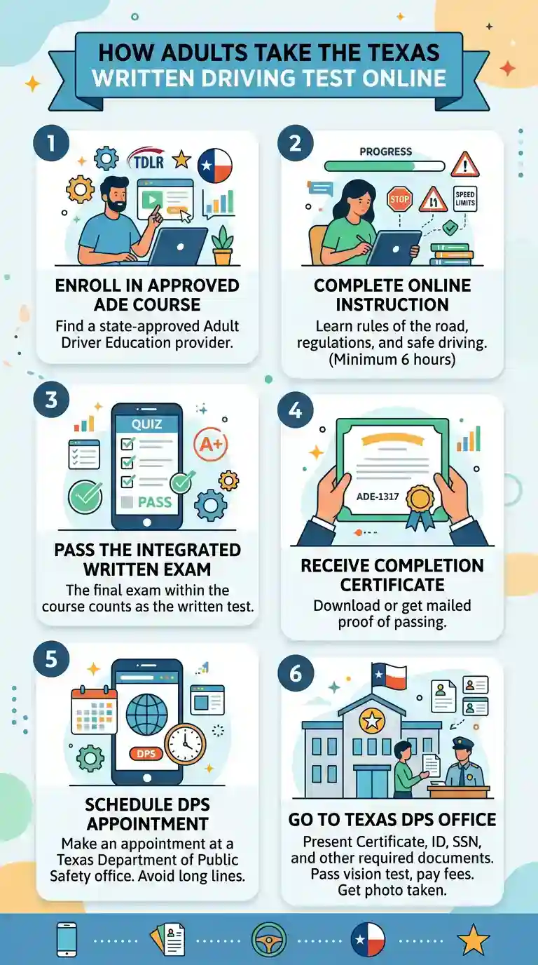 online written test Texas adult drivers ed