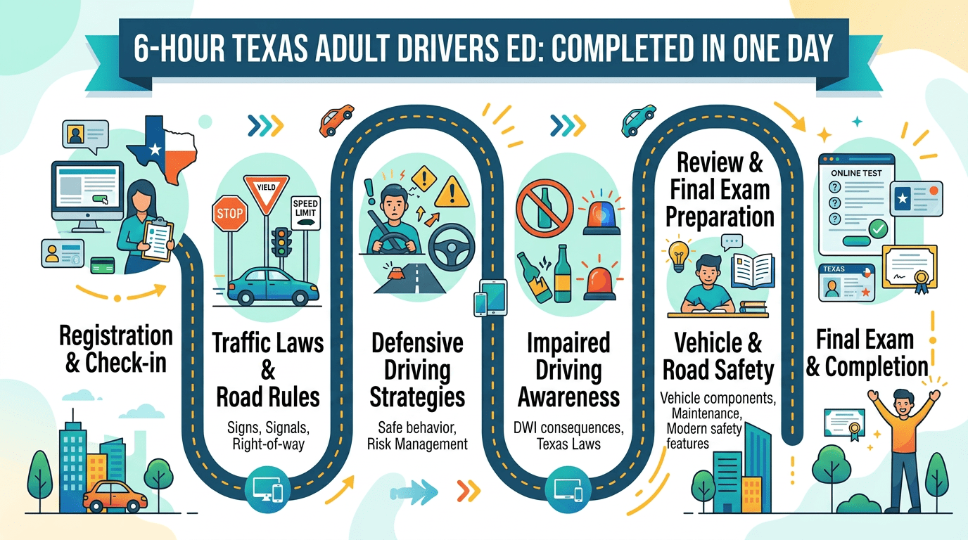 finish adult drivers ed one day Texas