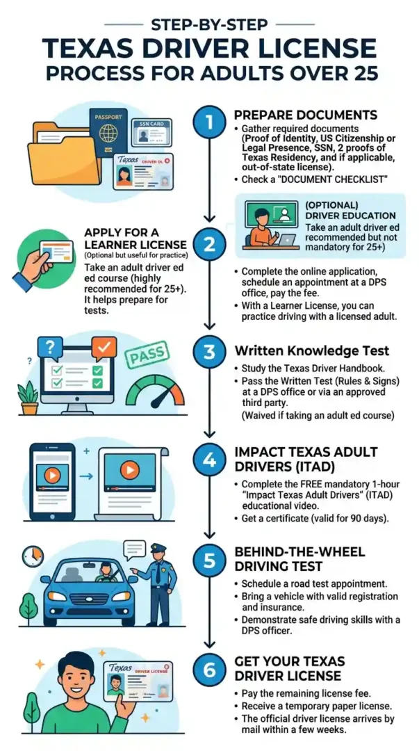 Texas driver license over 25 process