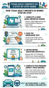 how adult driver’s ed works in Texas step by step